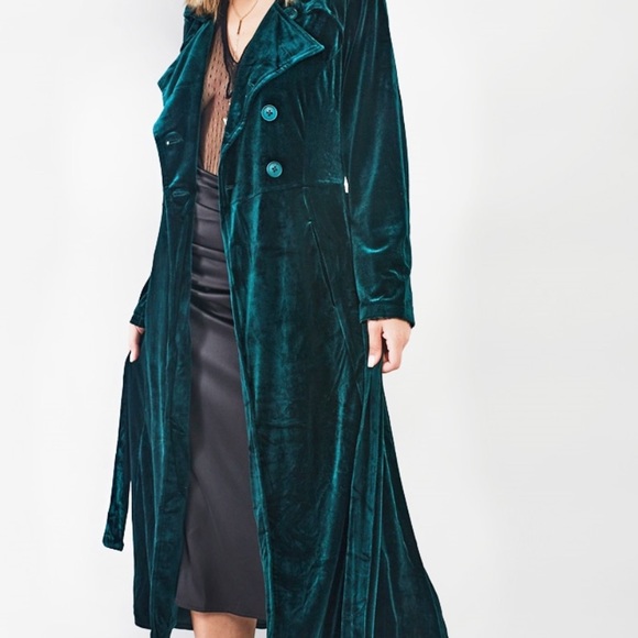 Velvet Trench Coat - Picture 2 of 7
